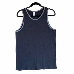 NAVY BLUE WITH GRAY BORDER TANK TOP SZ:S NWOT